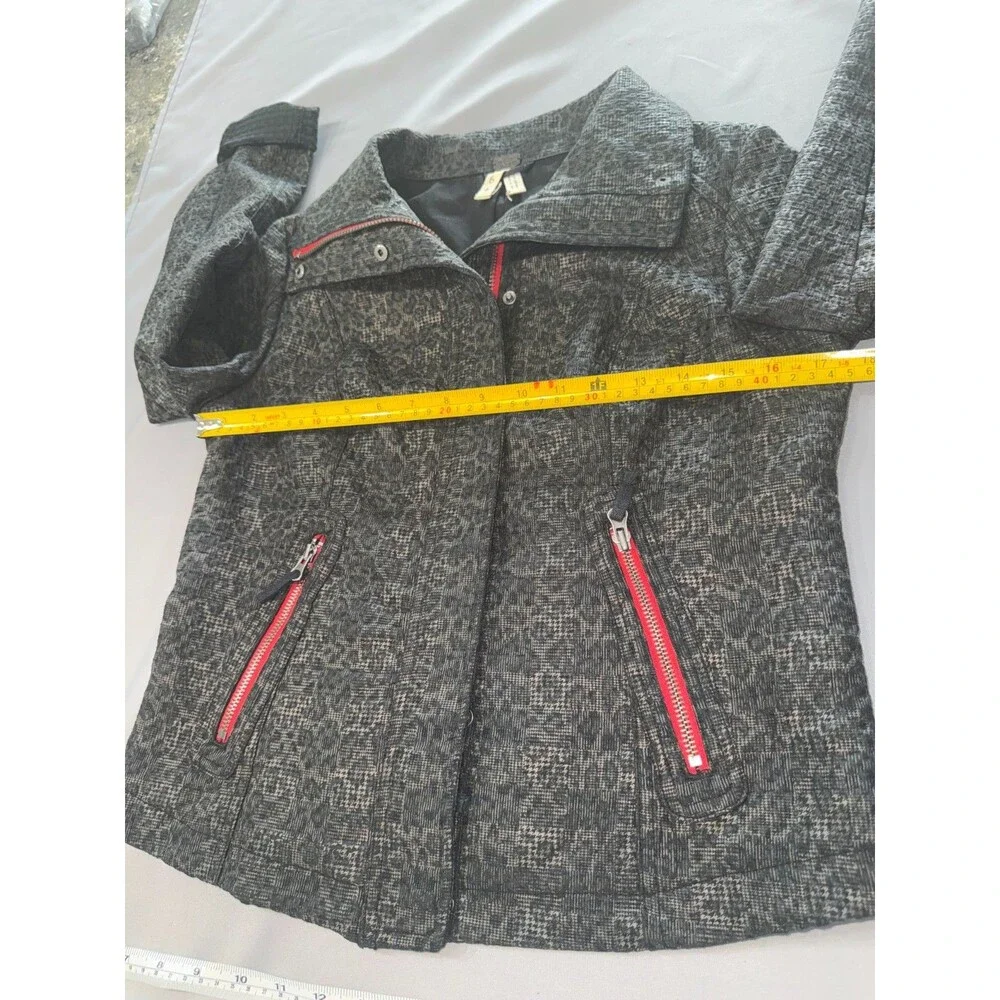 Free People We The Free Tweed Moto Jacket with Red Zipper Accents Size 6
